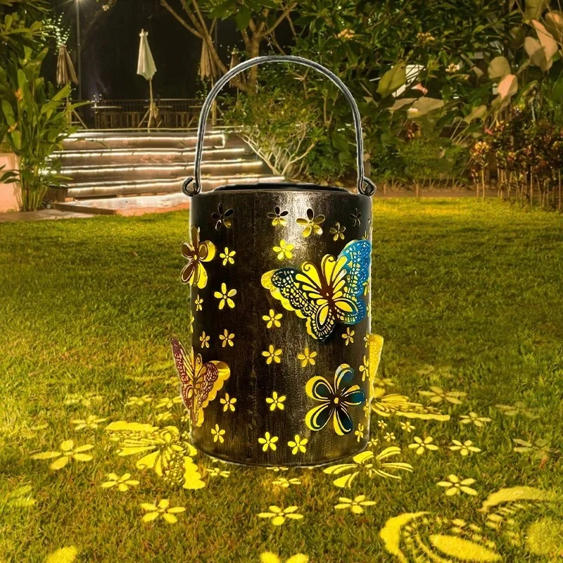 SM24646 Plastic PP Solar Hanging Lantern with Colorful Butterfly Animal Design_5