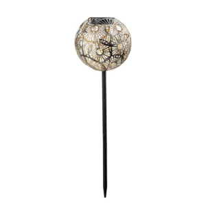 SM24647 Metal-iron Silver Hollow-Out Solar Garden Tabletop Lantern Light_1