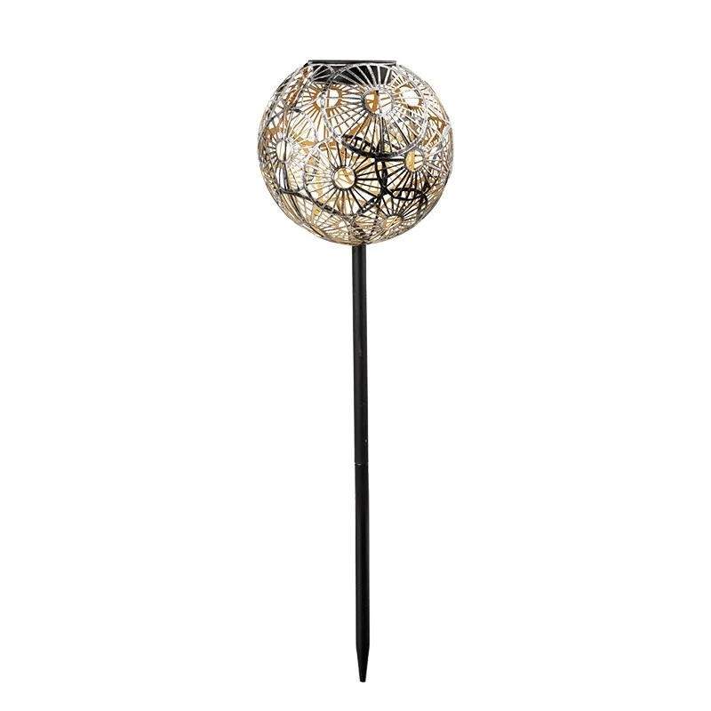 SM24647 Metal-iron Silver Hollow-Out Solar Garden Tabletop Lantern Light_1