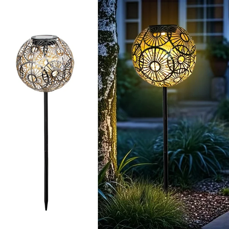 SM24647 Metal-iron Silver Hollow-Out Solar Garden Tabletop Lantern Light_7_20251010_142404