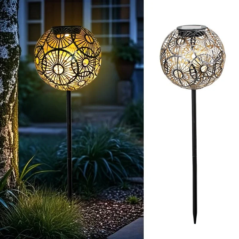 SM24647 Metal-iron Silver Hollow-Out Solar Garden Tabletop Lantern Light_9_20251010_142404