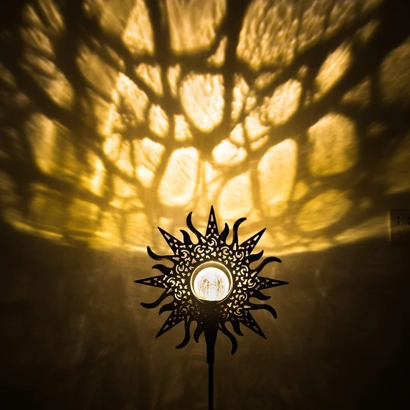 SM24661 Solar Sun-Shaped Glass Ball Garden Stake Light Globe (Color)_3