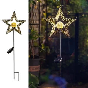 SM24662 Solar Star-Shaped Glass Ball Garden Stake Light Globe (Color)_4