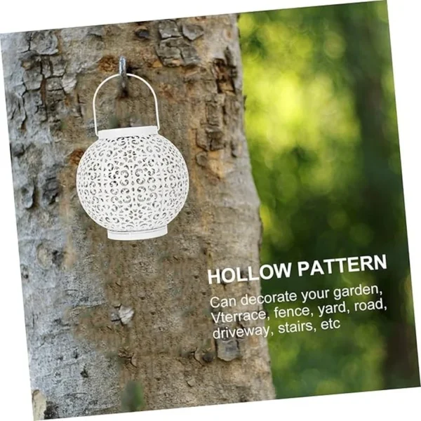 SM24666 Metal-iron White Hollow-Out Solar Lantern - Hanging or Tabletop Use_6