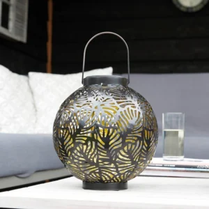 SM24667 Metal-iron Black Hollow-Out Solar Lantern for Hanging or Tabletop Use_7