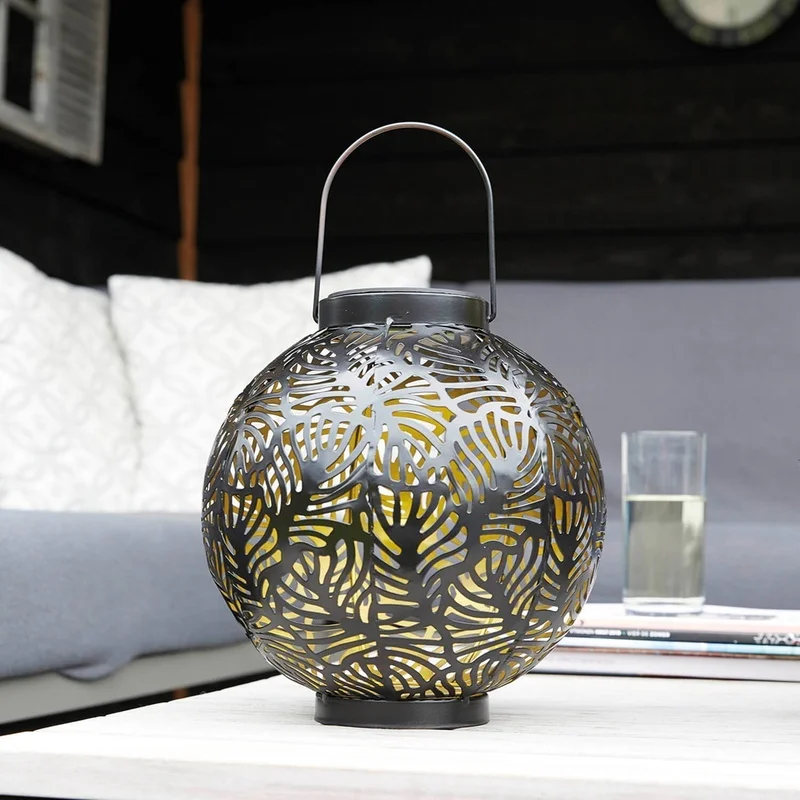 SM24667 Metal-iron Black Hollow-Out Solar Lantern for Hanging or Tabletop Use_7