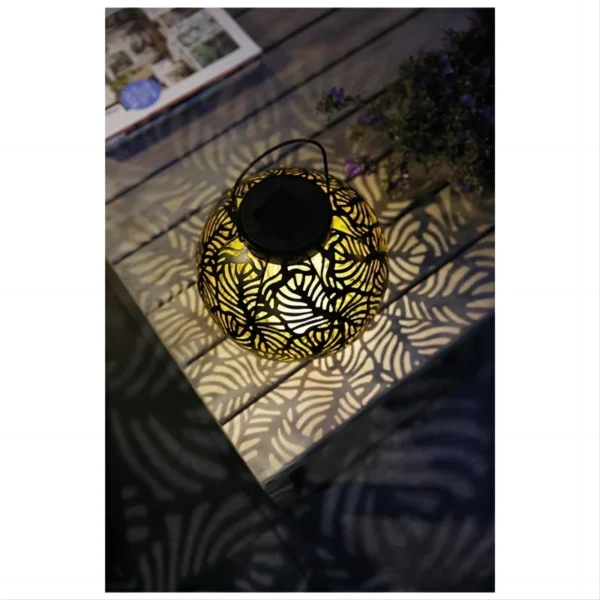 SM24667 Metal-iron Black Hollow-Out Solar Lantern for Hanging or Tabletop Use_8