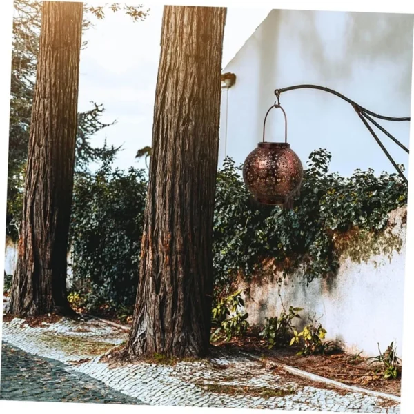 SM24669 Metal-iron Bronze Daisy Flower Hollow-Out Solar Lantern — Hanging or Tabletop Use_3_20251010_142404