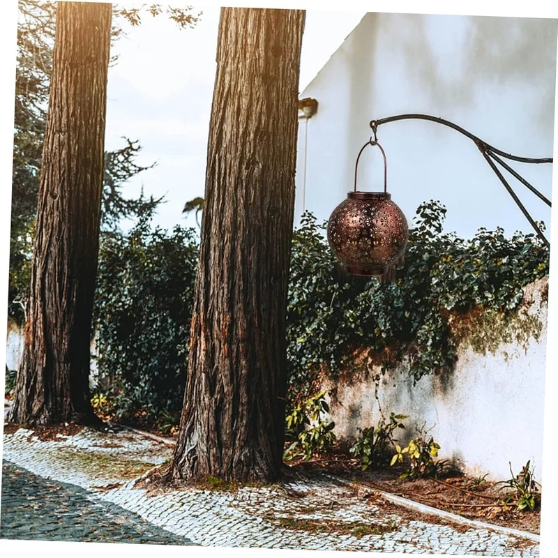 SM24669 Metal-iron Bronze Daisy Flower Hollow-Out Solar Lantern — Hanging or Tabletop Use_3_20251010_142404