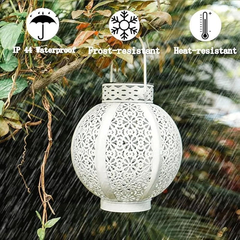 SM24670 Metal-iron White_Bronze Vintage Hollow-out Solar Hanging Lantern_3