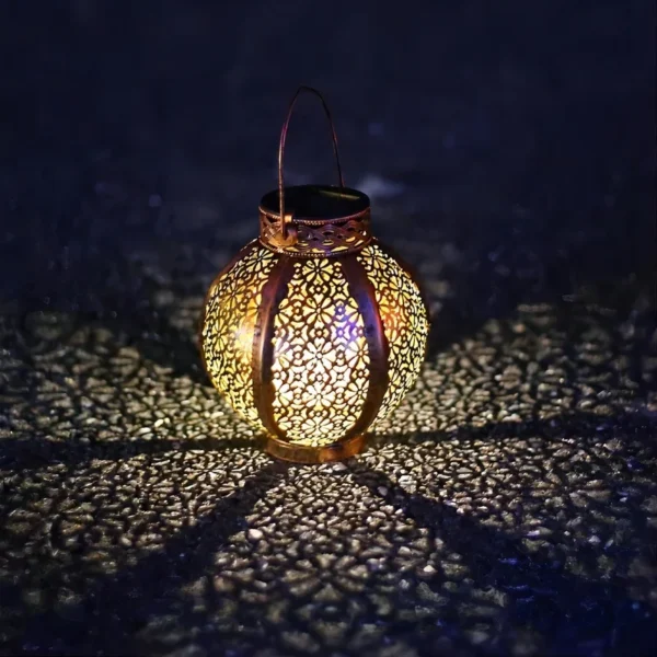 SM24670 Metal-iron White_Bronze Vintage Hollow-out Solar Hanging Lantern_5