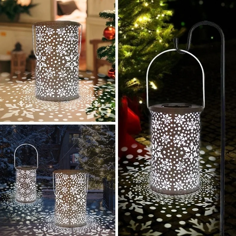 SM24673 Metal-iron White Snowflake Hollow-out Solar Hanging Lantern with Automatic Sensor_3_20251010_142404