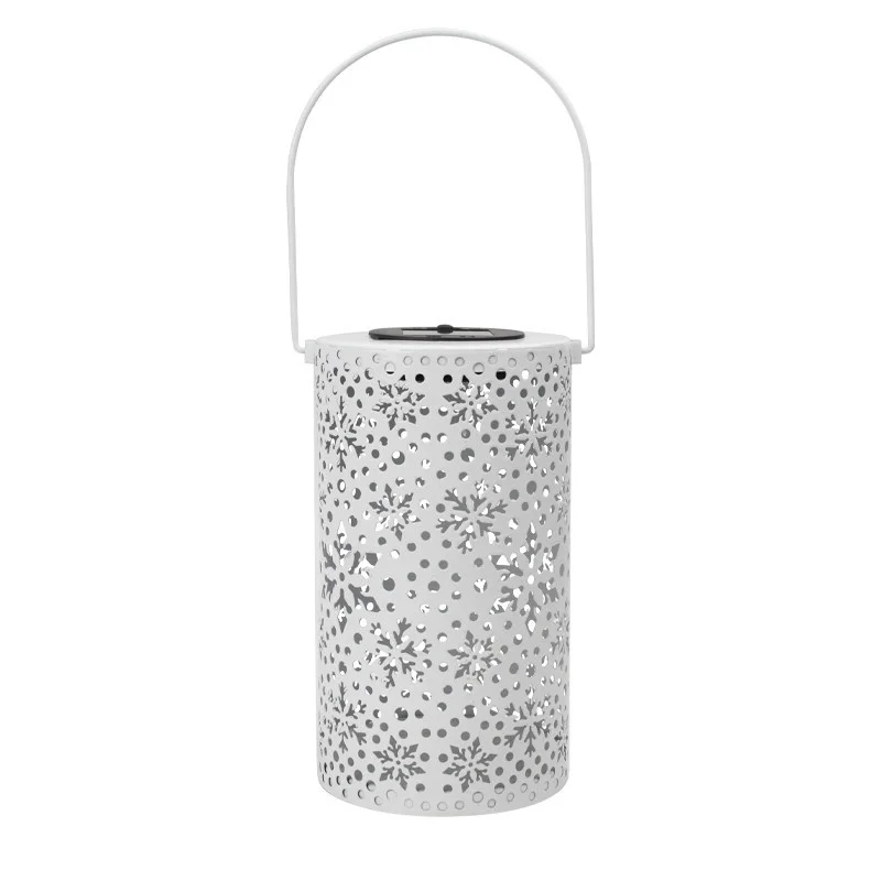 SM24673 Metal-iron White Snowflake Hollow-out Solar Hanging Lantern with Automatic Sensor_4
