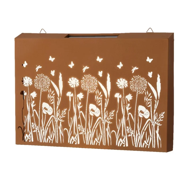 SM24687 Metal-iron Color Cut-Out Solar Light-Up Wall Decor