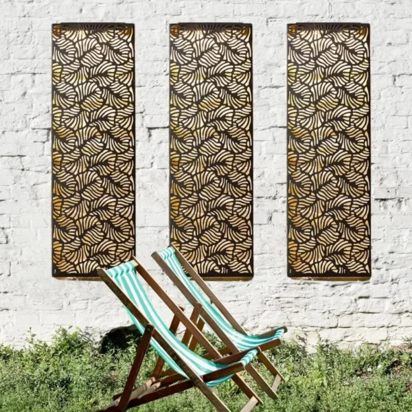 SM24691 Leaf Design Metal-Iron Wall Art Panel with Solar LED Light_2