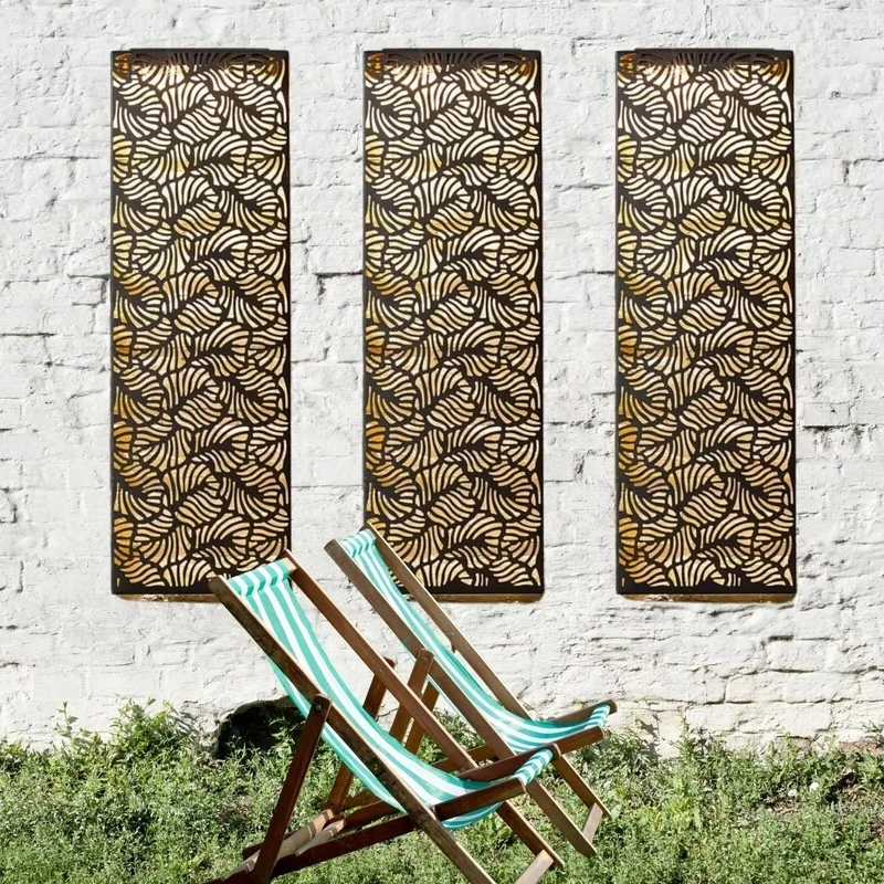 SM24691 Leaf Design Metal-Iron Wall Art Panel with Solar LED Light_2