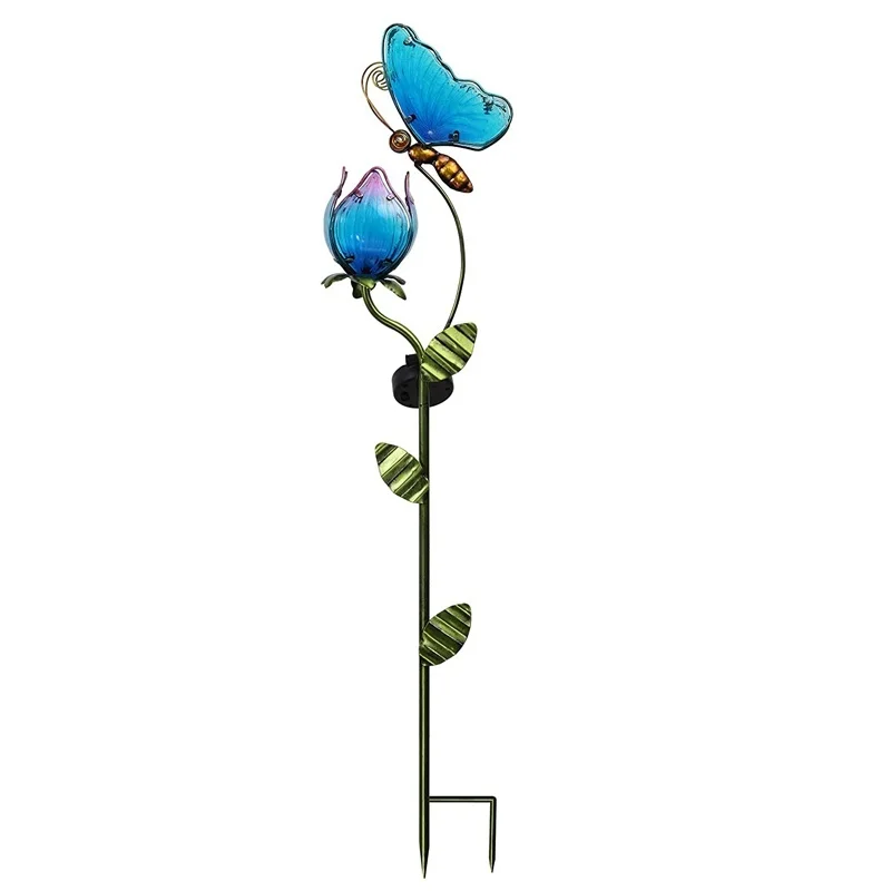 SM24692 Flower Design Metal-Iron Wall Art Panel with Solar LED Light_3