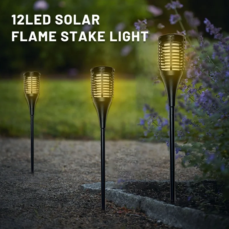 SM24712 12LED Solar Flame Stake Light, Plastic PP