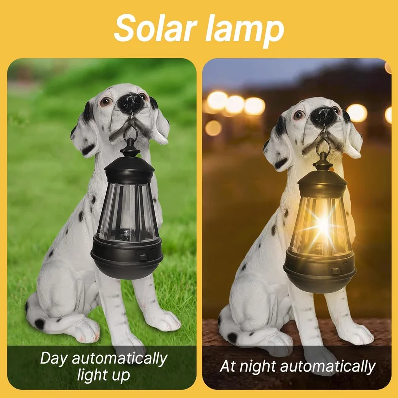 SM24713 Spotted Dog Resin Statue Solar Freestanding Animal Light_2