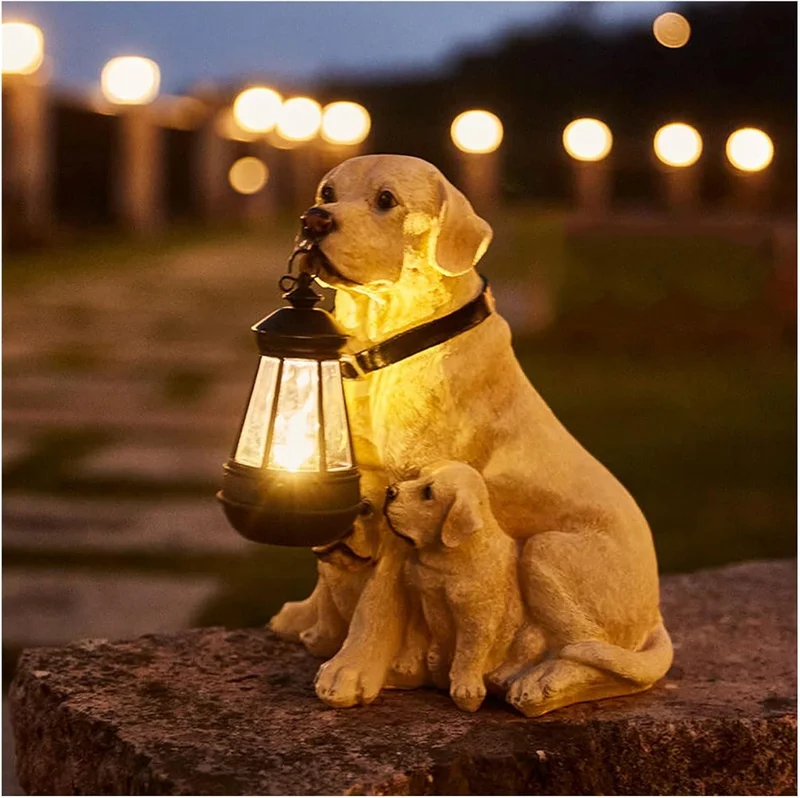 SM24714 Labrador Resin Statue Solar Freestanding Light Dog_2