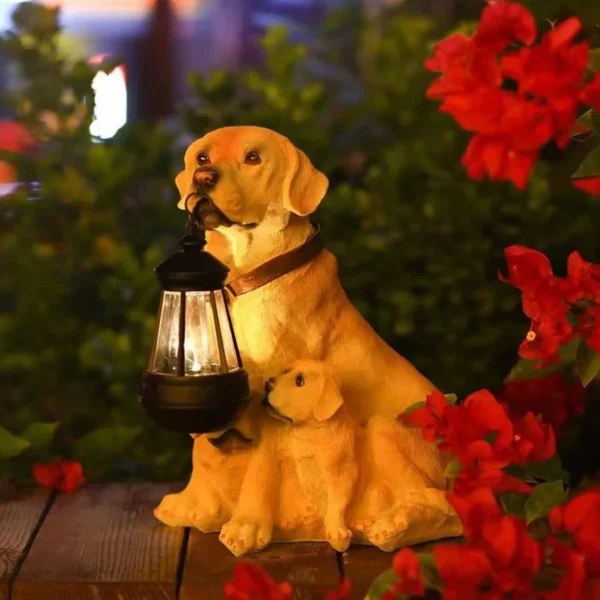 SM24714 Labrador Resin Statue Solar Freestanding Light Dog_3
