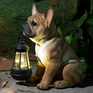 SM24716 Solar Resin Bulldog Dog Freestanding Animal Statue Light_2