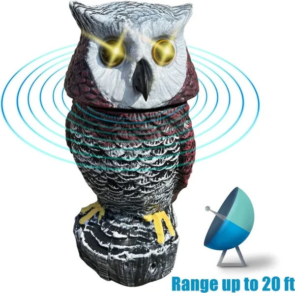 SM24736 Plastic Solar Garden Owl Bird with Detection, Flashing Eyes, and Rotating Head Tabletop Light_2
