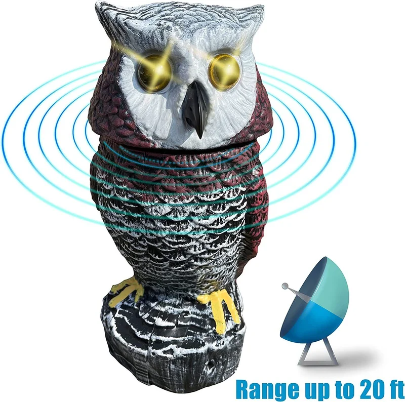 SM24736 Plastic Solar Garden Owl Bird with Detection, Flashing Eyes, and Rotating Head Tabletop Light_2