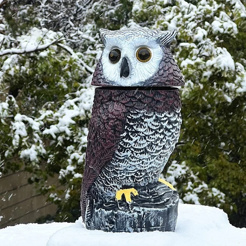 SM24736 Plastic Solar Garden Owl Bird with Detection, Flashing Eyes, and Rotating Head Tabletop Light_3