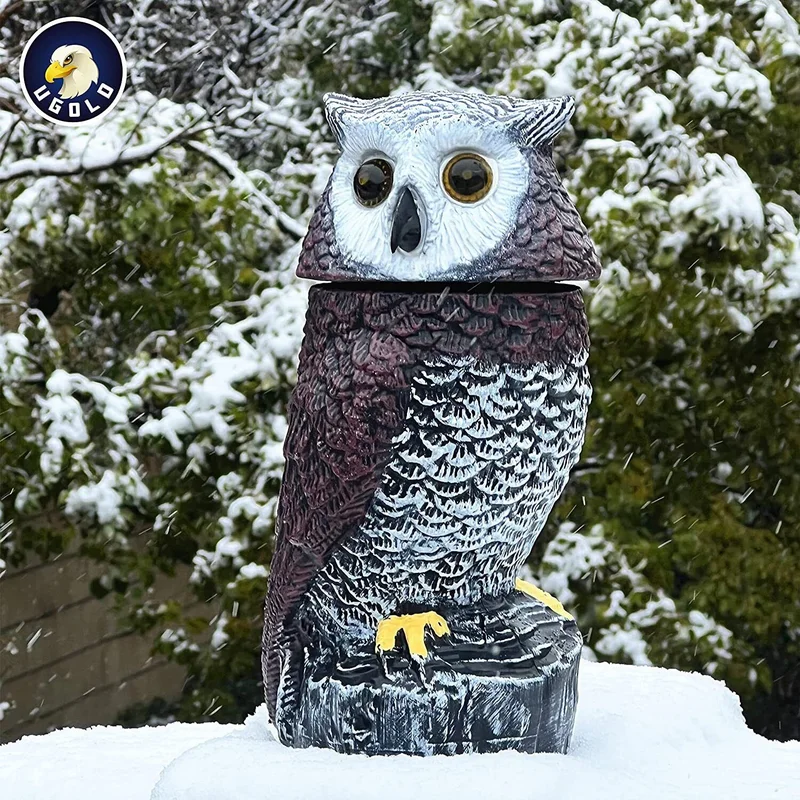 SM24736 Plastic Solar Garden Owl Bird with Detection, Flashing Eyes, and Rotating Head Tabletop Light_4