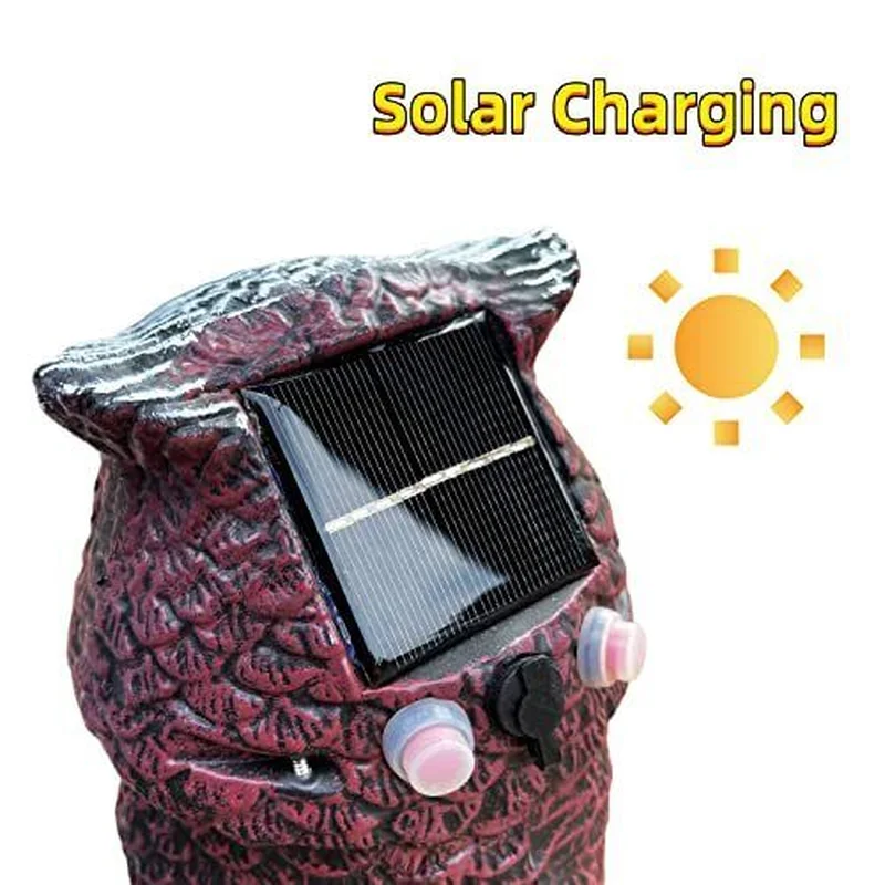 SM24736 Plastic Solar Garden Owl Bird with Detection, Flashing Eyes, and Rotating Head Tabletop Light_5