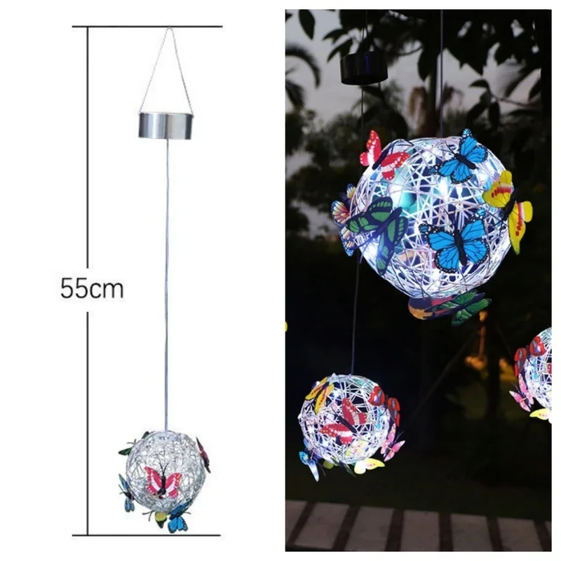 SM24767 ABS Plastic Hanging Solar Light with Colorful Butterfly Animal Design