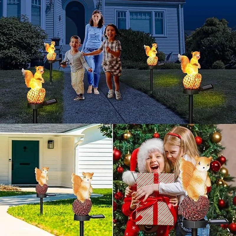 SM24782 Resin Squirrel Statue Garden Solar Outdoor Light Animal Decor Freestanding_5
