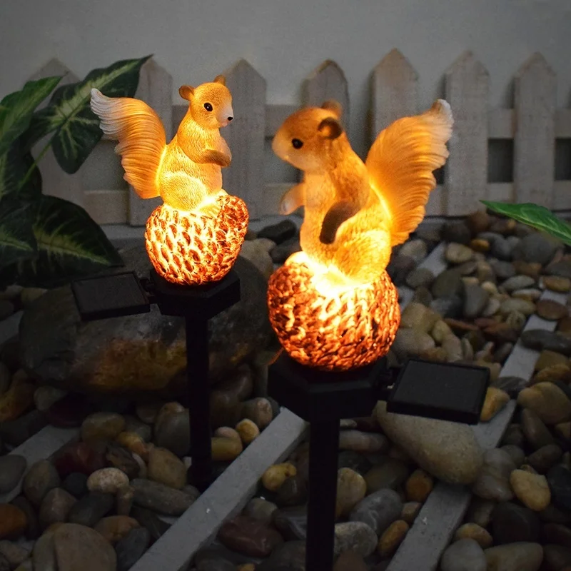 SM24782 Resin Squirrel Statue Garden Solar Outdoor Light Animal Decor Freestanding_7