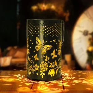 SM24785 Metal-iron Hollow Out Butterfly Animal Solar Hanging Lantern_1