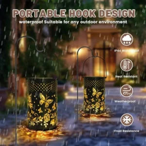 SM24785 Metal-iron Hollow Out Butterfly Animal Solar Hanging Lantern_10