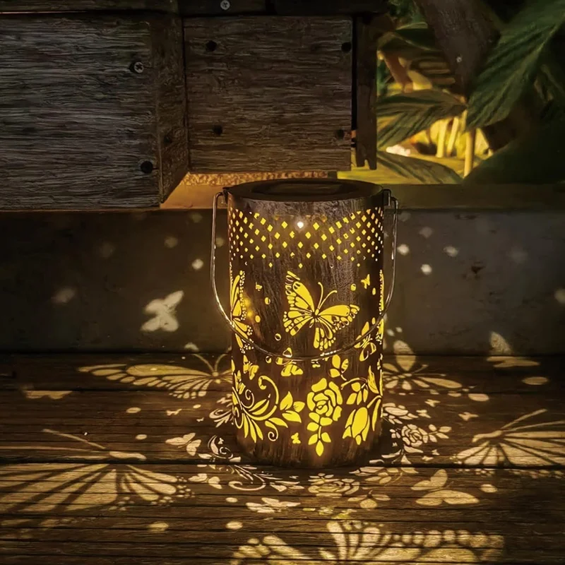 SM24785 Metal-iron Hollow Out Butterfly Animal Solar Hanging Lantern_3