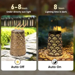 SM24792 Metal-iron Retro Hollow-Out Solar Hanging Lantern Lights_10