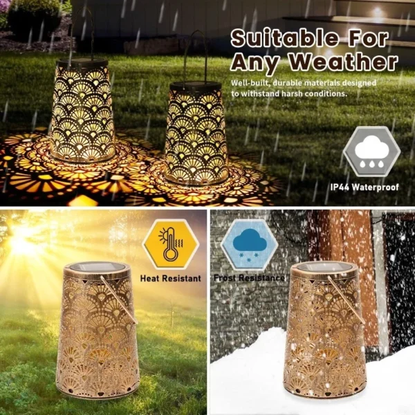 SM24792 Metal-iron Retro Hollow-Out Solar Hanging Lantern Lights_11