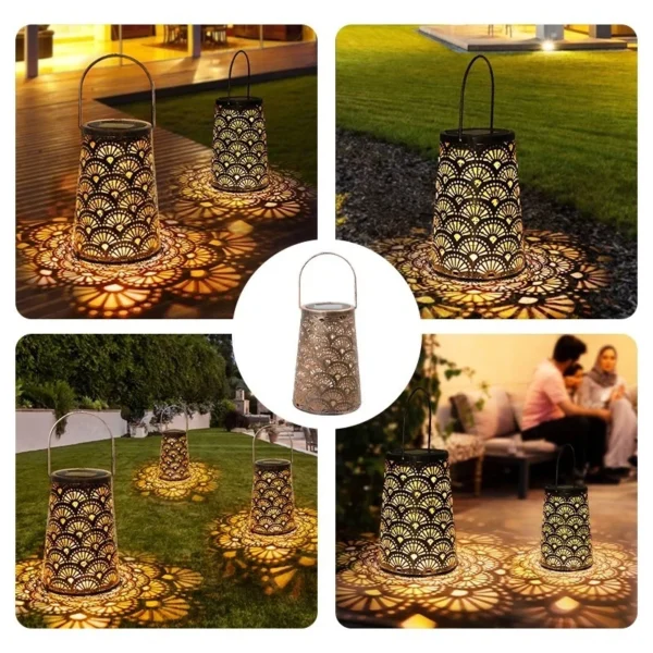 SM24792 Metal-iron Retro Hollow-Out Solar Hanging Lantern Lights_13