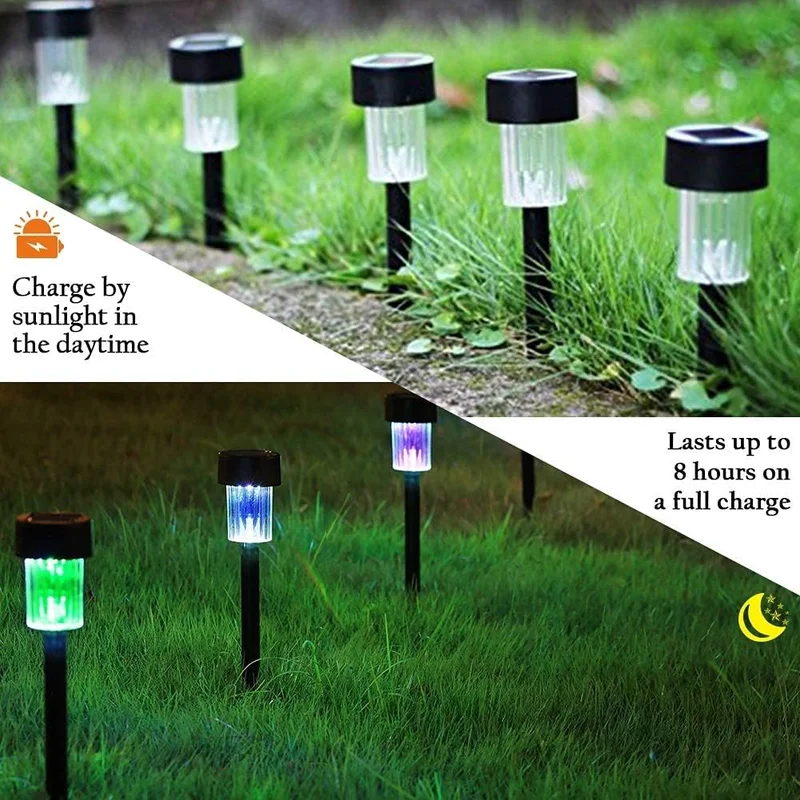 SM24799 Plastic PP Color-Changing Cylindrical Solar Pathway Hanging Lights, Pack of 10_4