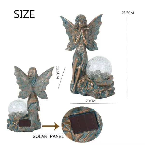 SM24806 Solar Garden Fairy Resin Statue, Freestanding White Light, 6cm, 554g_2
