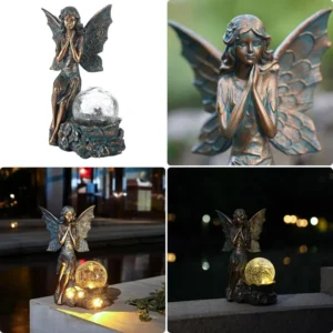 SM24806 Solar Garden Fairy Resin Statue, Freestanding White Light, 6cm, 554g_5