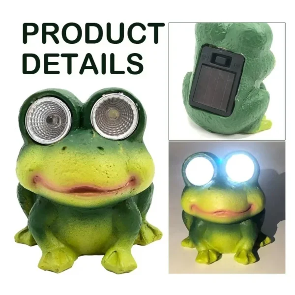 SM24810 Mini Frog Resin Statue Solar Freestanding Animal Light