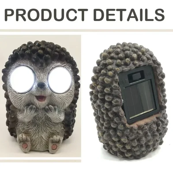 SM24811 Mini Hedgehog Resin Statue Solar Freestanding Animal Light_2