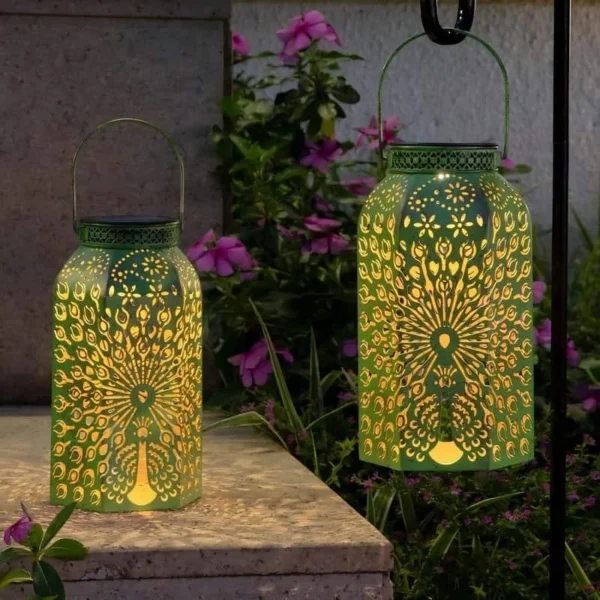 SM24861 Plastic PP Peacock Bird Solar Hanging Lantern