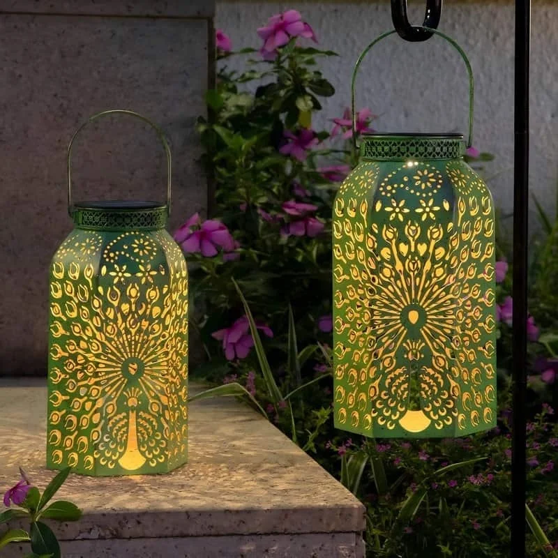 SM24861 Plastic PP Peacock Bird Solar Hanging Lantern