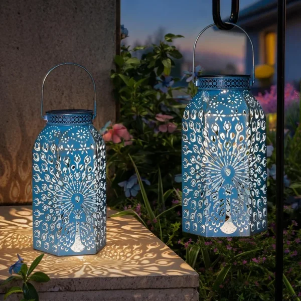 SM24861 Plastic PP Peacock Bird Solar Hanging Lantern_2