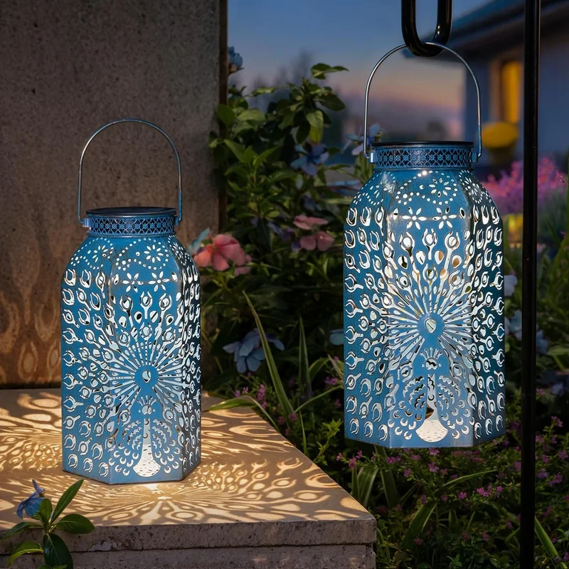 SM24861 Plastic PP Peacock Bird Solar Hanging Lantern_2