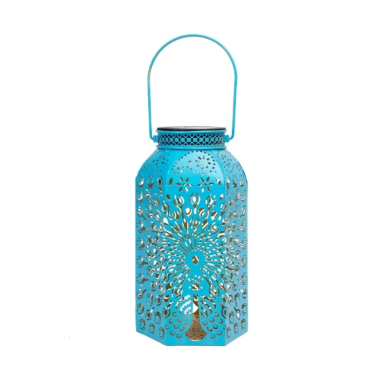 SM24861 Plastic PP Peacock Bird Solar Hanging Lantern_3